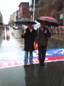 At the finish line before the day before the race